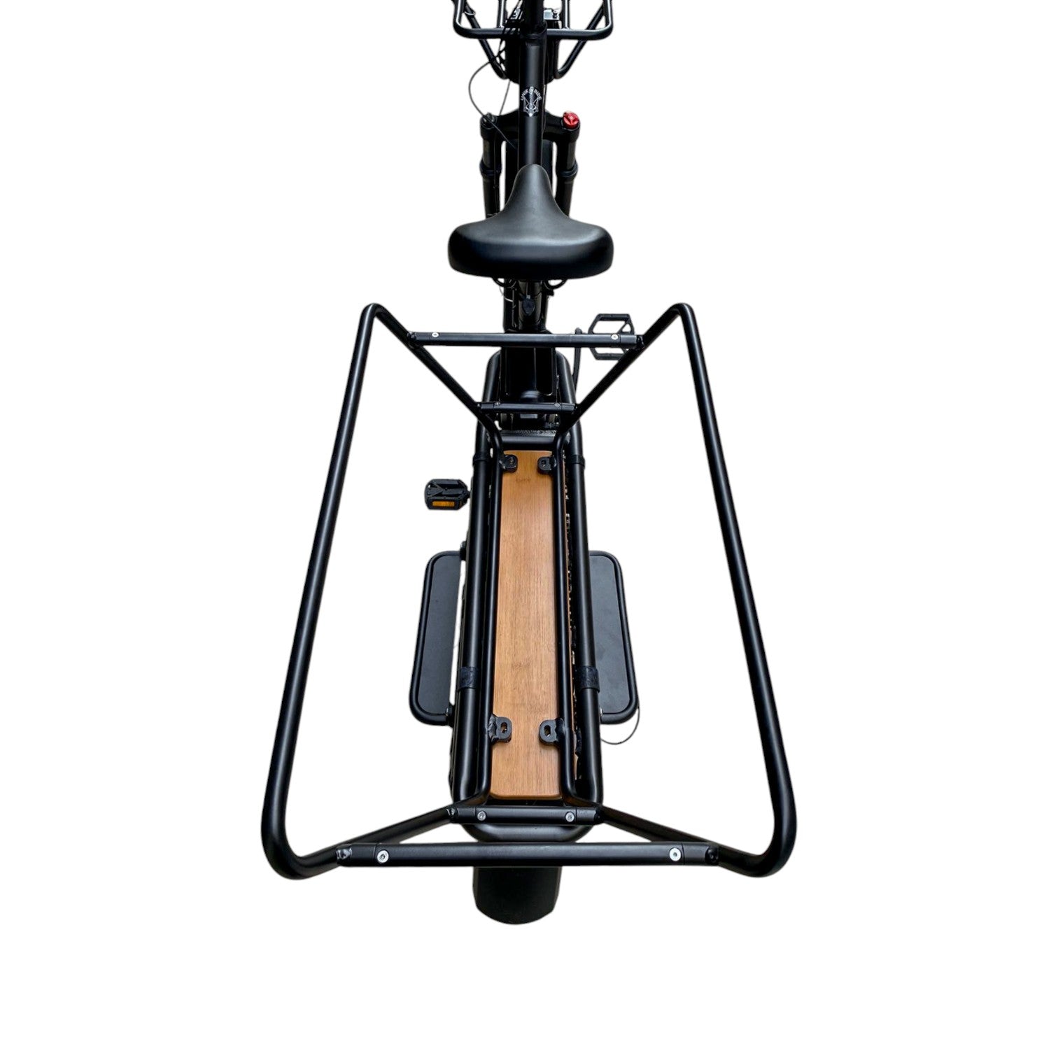 Accessoire pour vélo cargo électrique, pratique et adapté au transport.