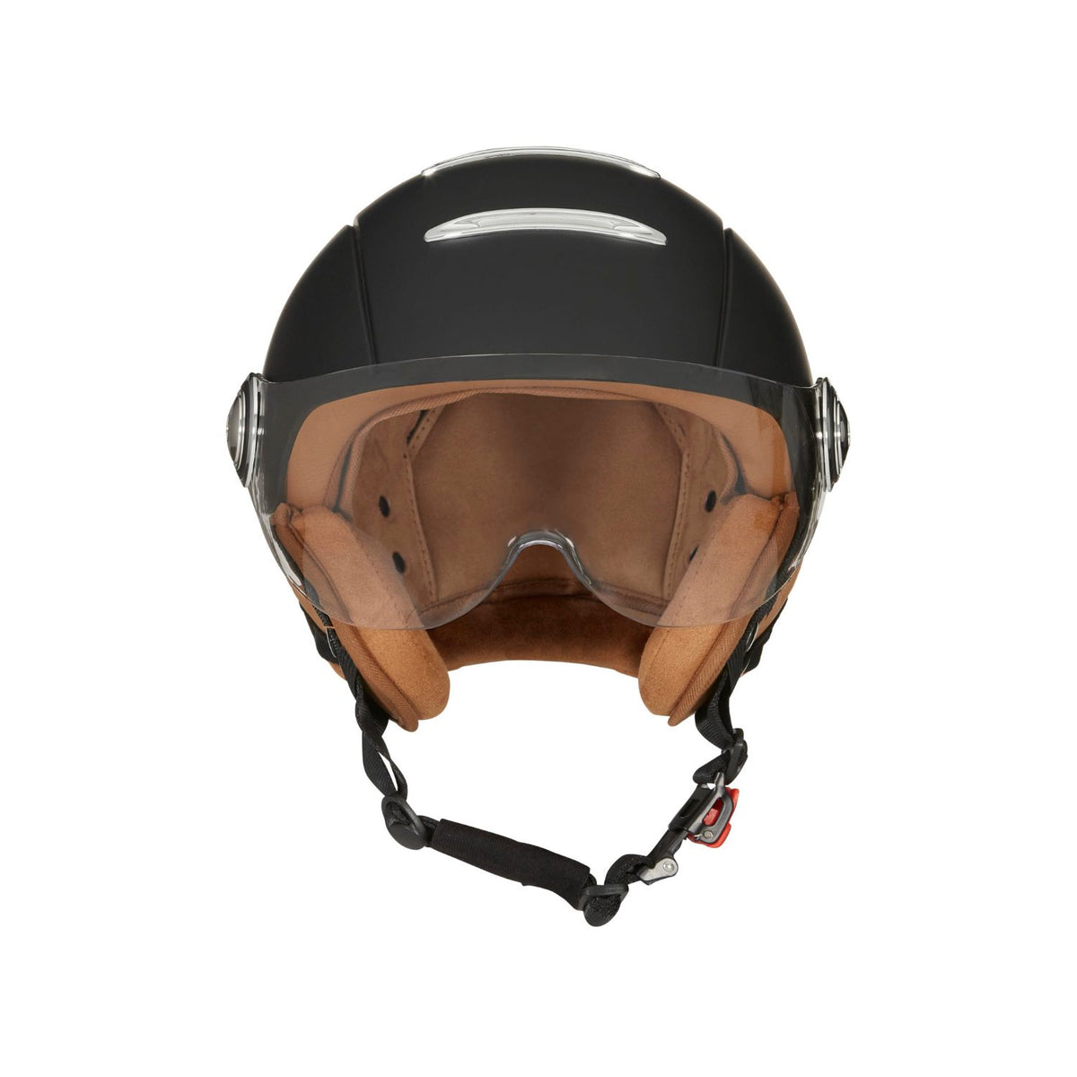 Vue de face du casque Exklusiv Macadam noir mat avec visière