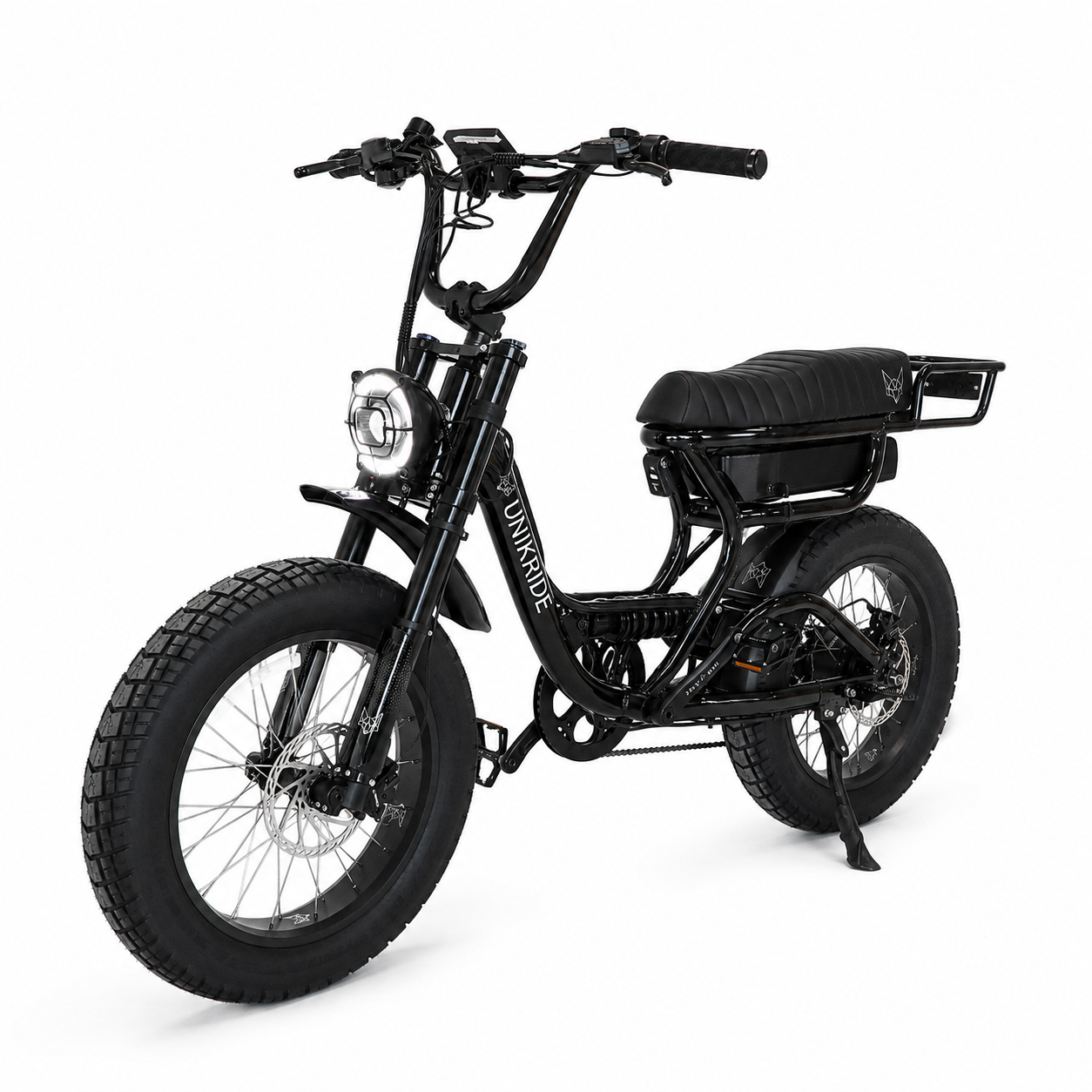 Fatstreet XTrail Sport cadre bas noir, fatbike électrique biplace vue trois quarts avant