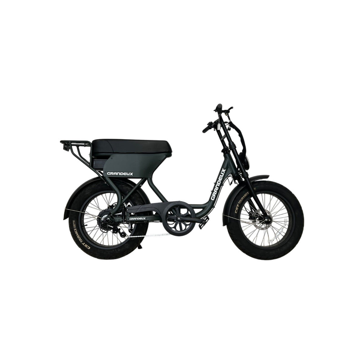 Vélo électrique biplace Grandeux Xcite Pro vert forêt vu de profil
