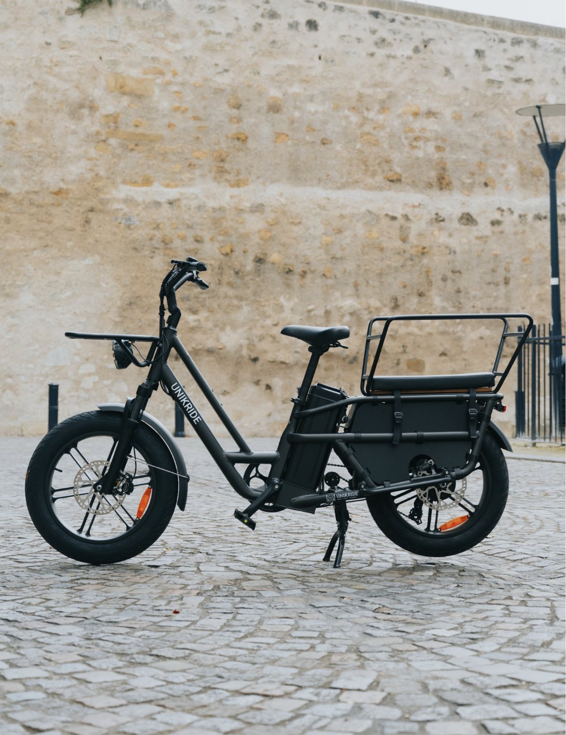 vélo cargo électrique pas cher pour déplacement en famille.
