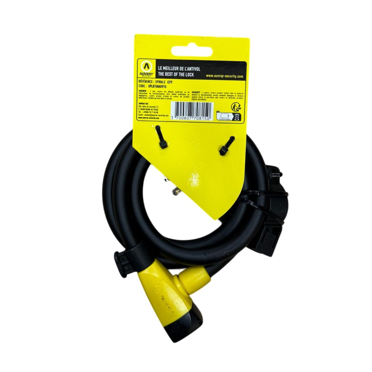 Antivol spirale AUVRAY City 150 cm vue arrière
