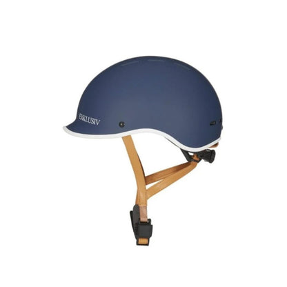Casque Exklusiv Pure bleu mat avec contour blanc, vue de profil