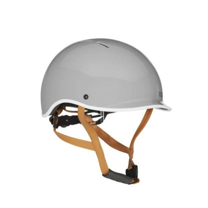 Casque Exklusiv Pure gris nardo avec sangles camel, vue trois quarts avant
