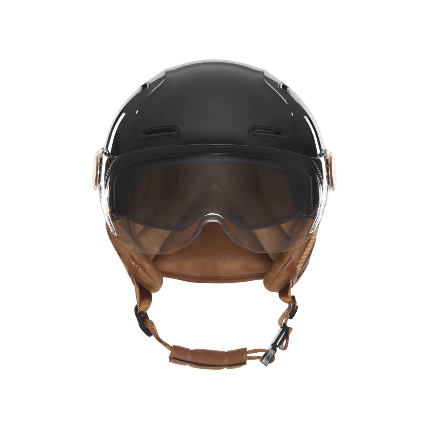 Casque vélo E-Bike II noir brillant vu de face avec double écran