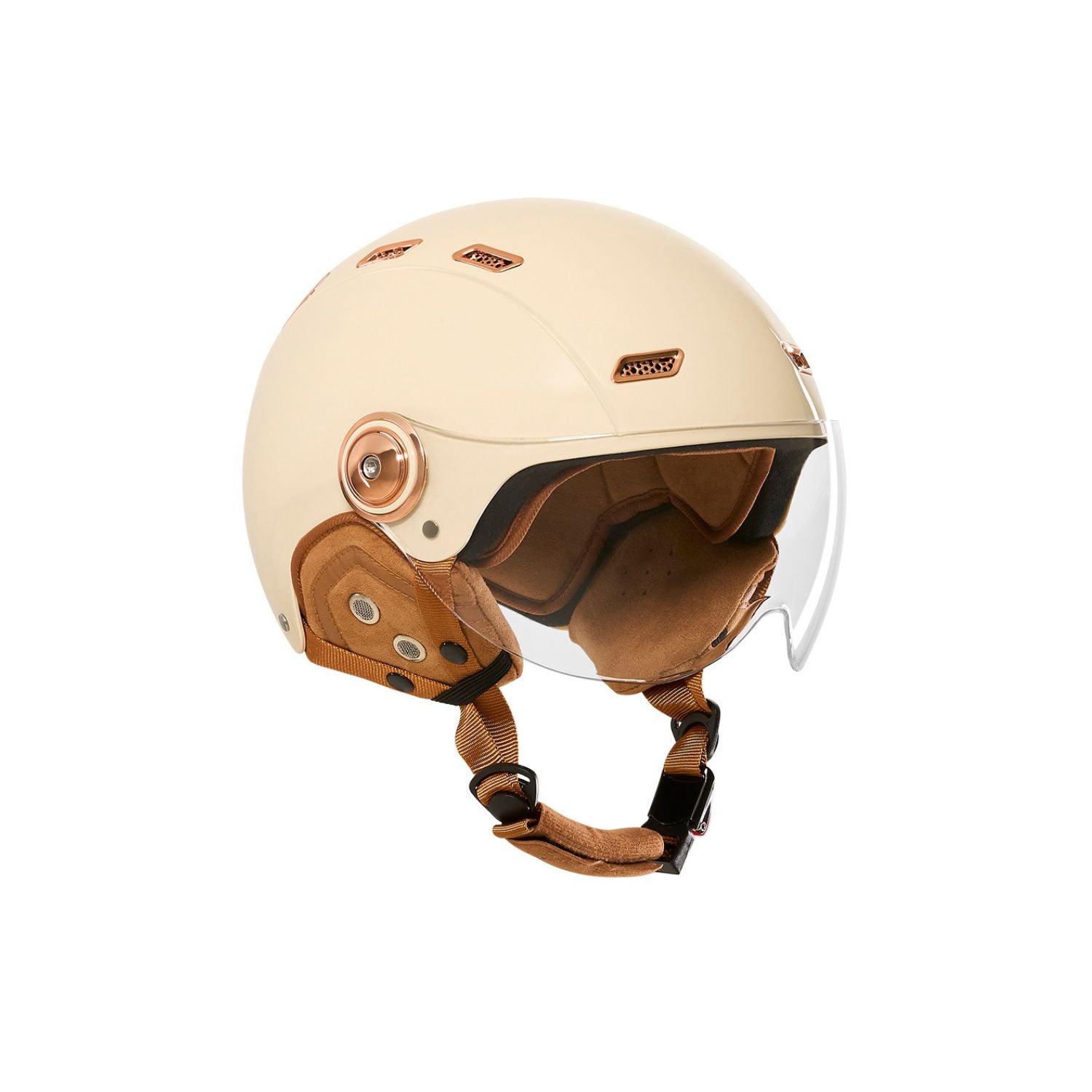 Casque vélo enfant Exklusiv E-Bike Kids crème avec visière transparente