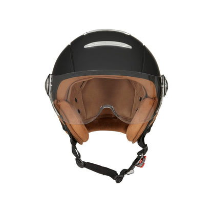 Vue de face du casque Exklusiv Macadam noir mat avec visière