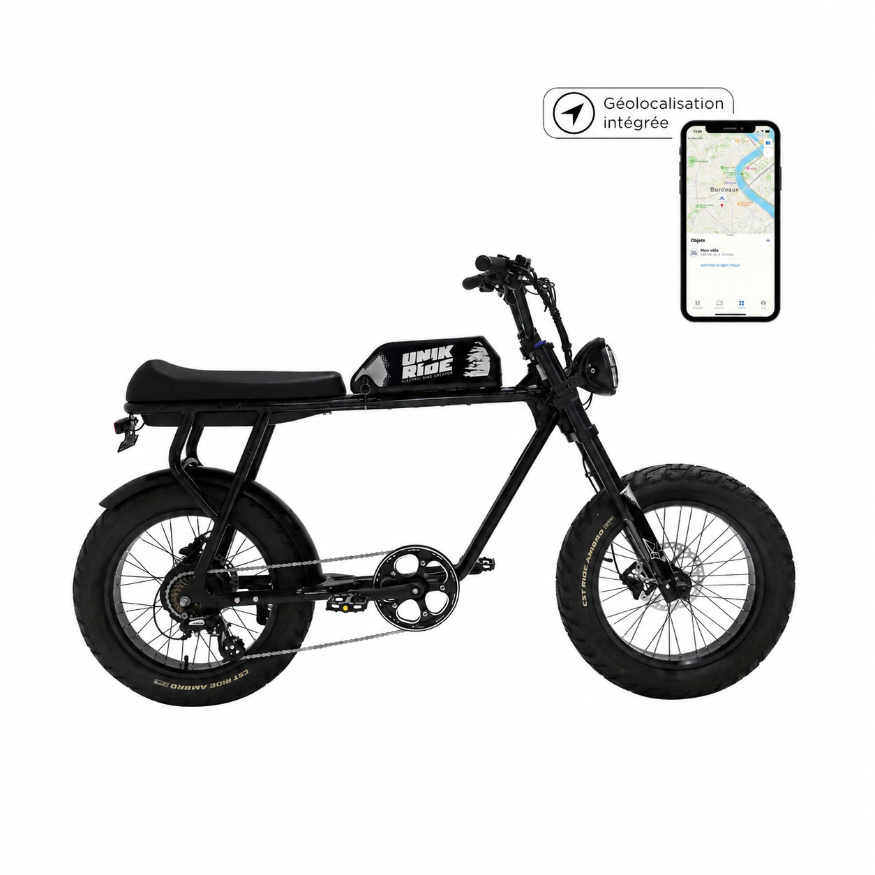 Fatbike biplace de la gamme City XL en noir de la marque Unikride