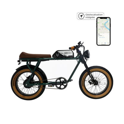 Fatbike électrique 2 places City S Unikride avec module GPS intégré dans le cadre et batterie 48V 20Ah.