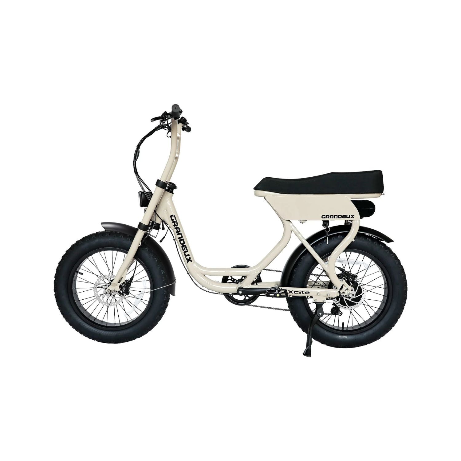 Fatbike électrique biplace Grandeux Xcite beige vu de côté