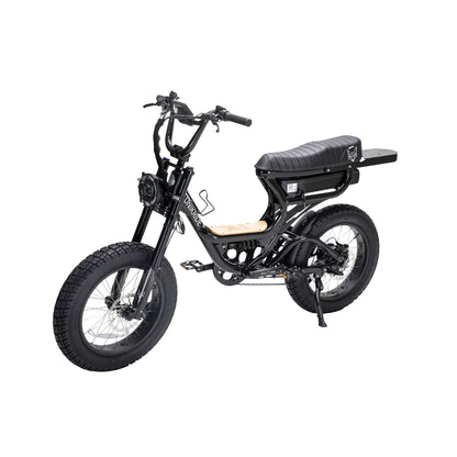 Fatstreet XTrail Sport cadre bas noir, fatbike électrique biplace vue trois quarts avant