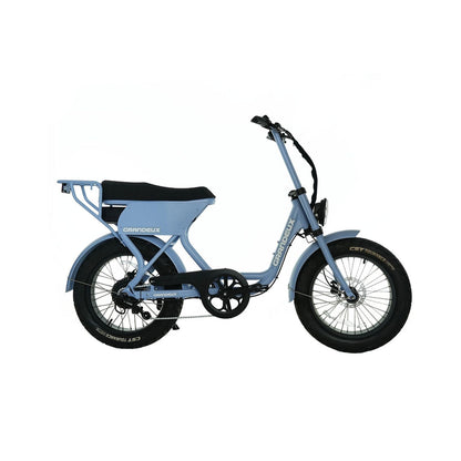 Profil droit du Grandeux Xcite Pro bleu ciel avec selle biplace