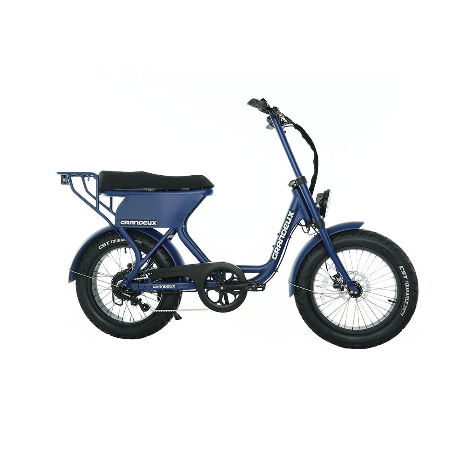 Profil droit du vélo électrique biplace Grandeux Xcite Pro bleu marine