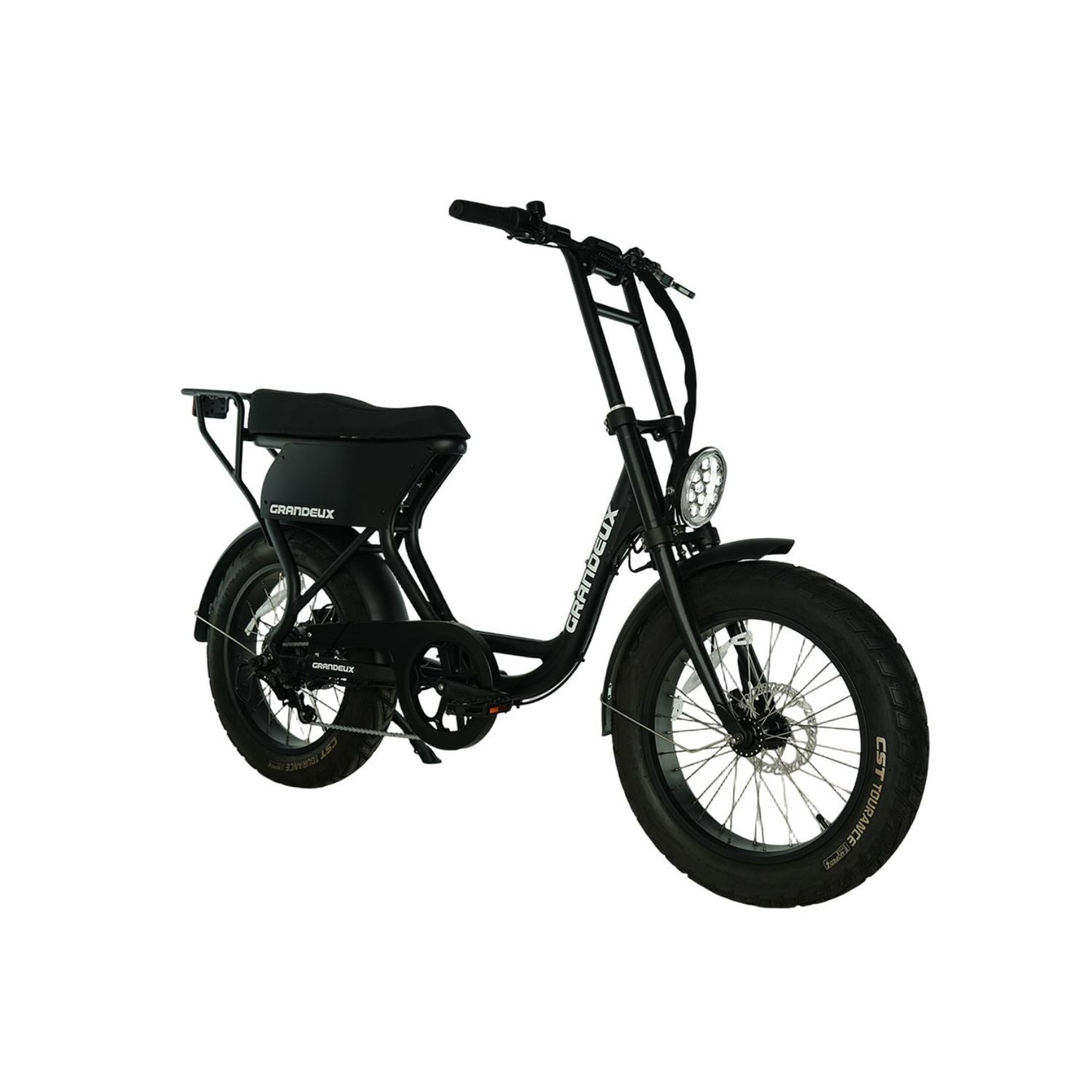 Grandeux Xcite Pro noir mat avec phare avant et pneus larges