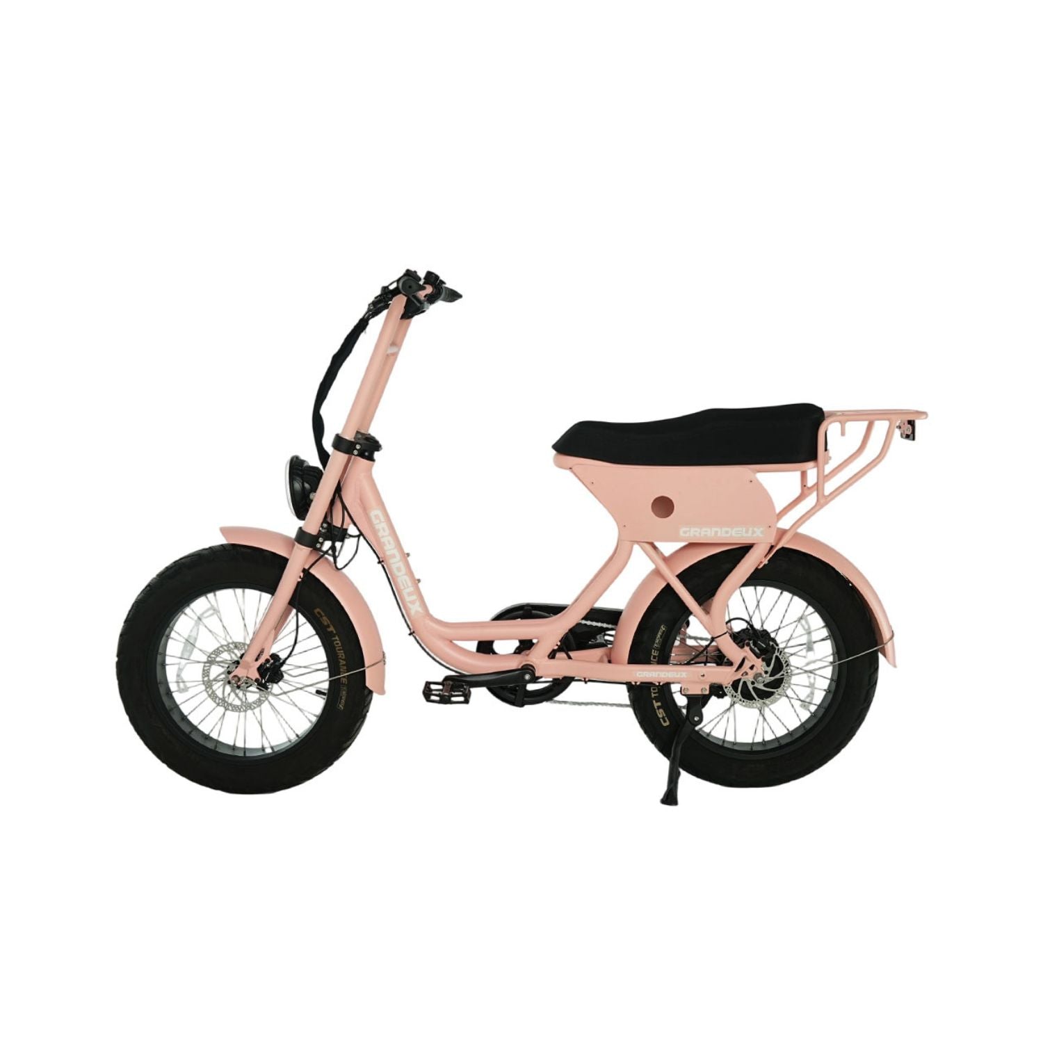 Profil gauche du Grandeux Xcite Pro rose pastel avec cadre bas
