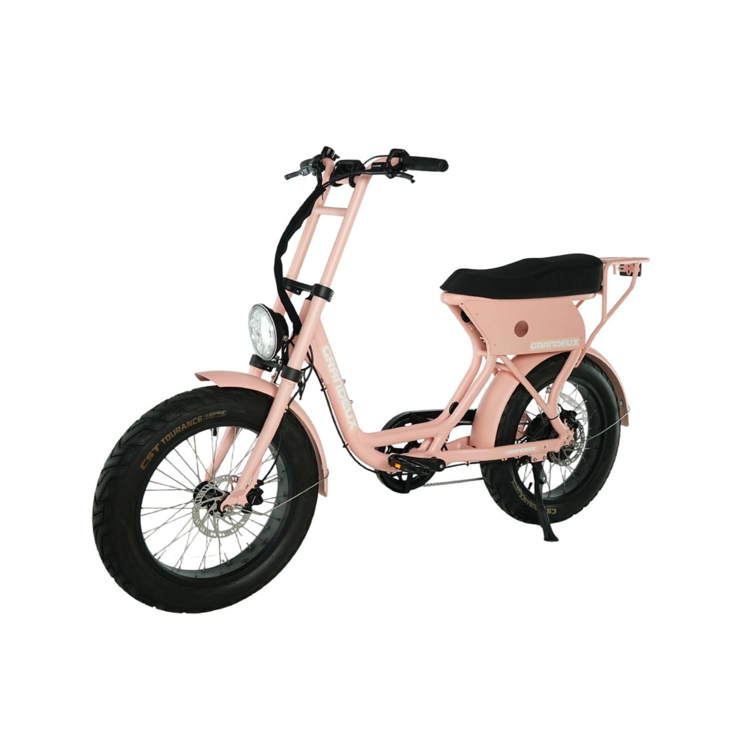 Grandeux Xcite Pro rose pastel avec selle longue et pneus larges