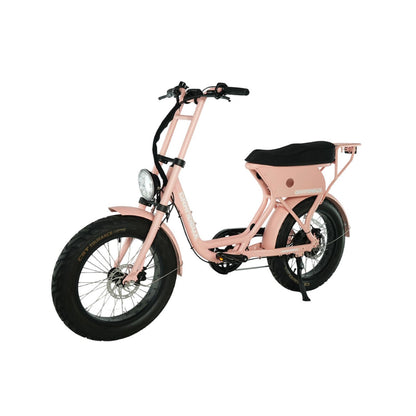 Grandeux Xcite Pro rose pastel avec selle longue et pneus larges