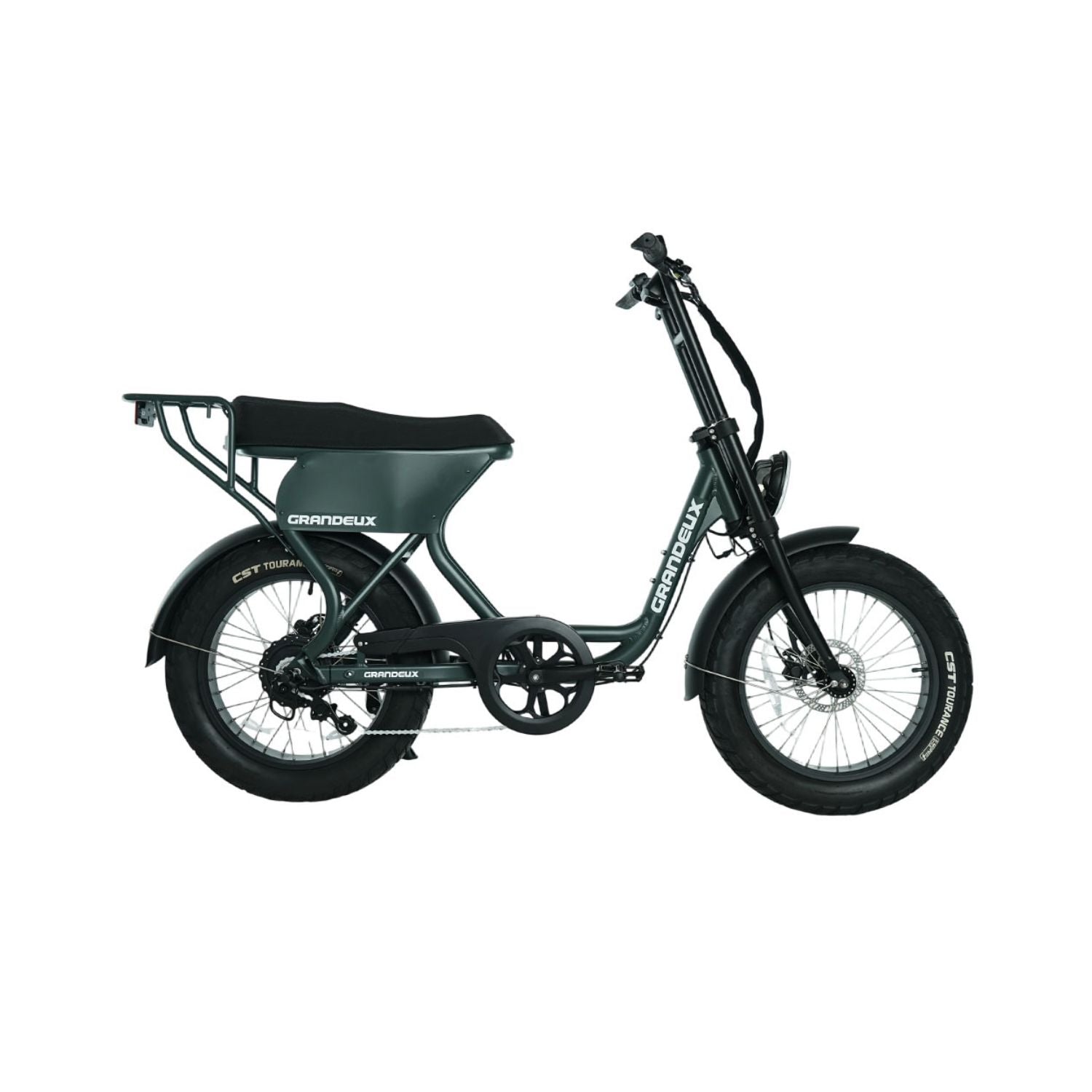 Vélo électrique biplace Grandeux Xcite Pro vert forêt vu de profil