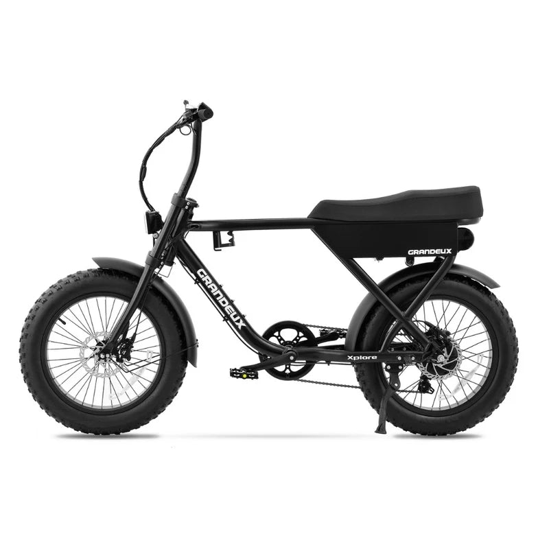 Vélo électrique biplace Grandeux Xplore à gros pneus vu de profil