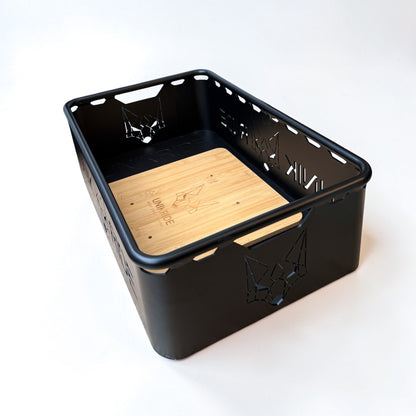 Structure en métal du panier rectangle fermé avec fond bois pour vélo Fatstreet