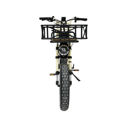 Panier rectangle ouvert monté sur vélo électrique Fatstreet vue avant