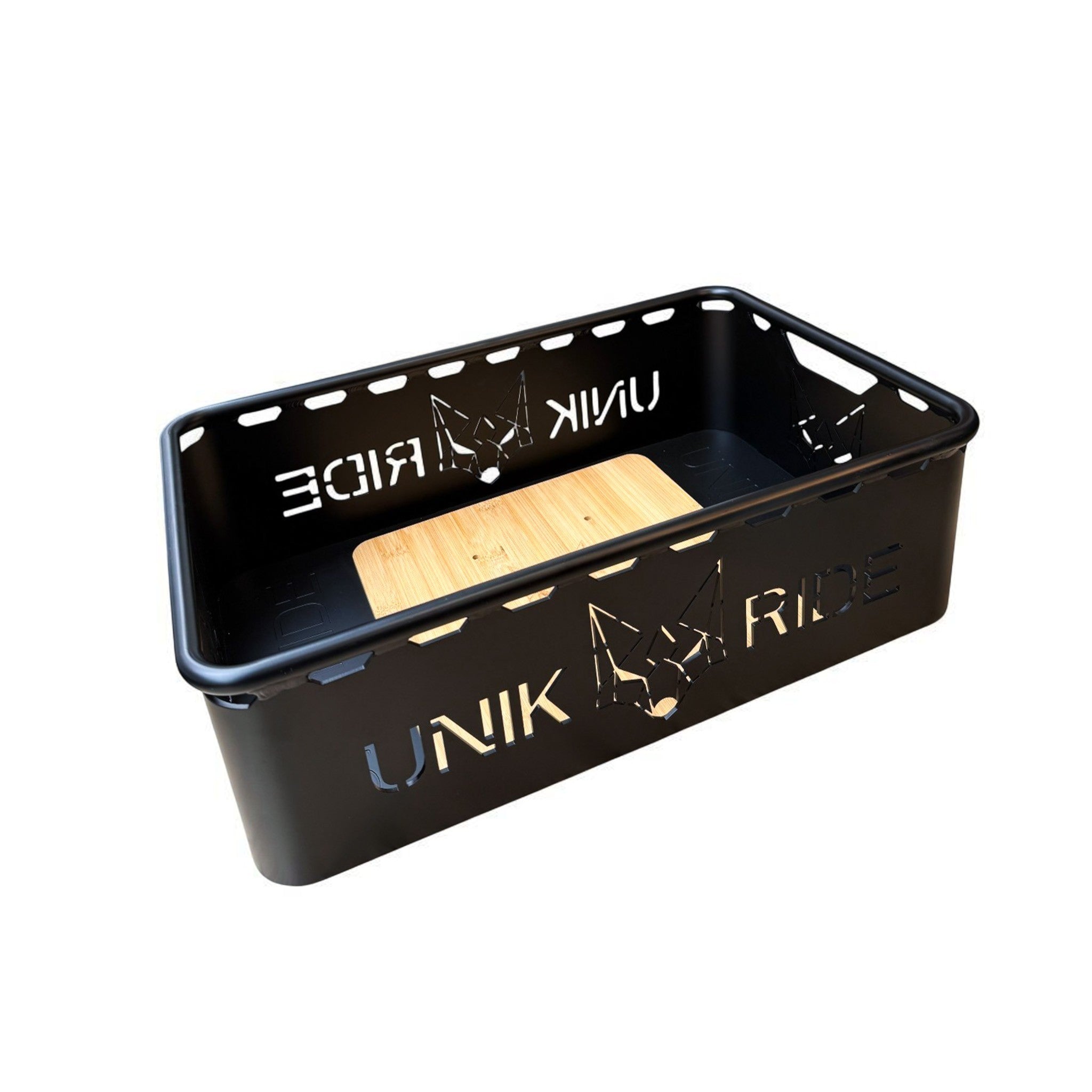 Panier de transport rectangle fermé avec fond bois compatible Fatstreet Unikride