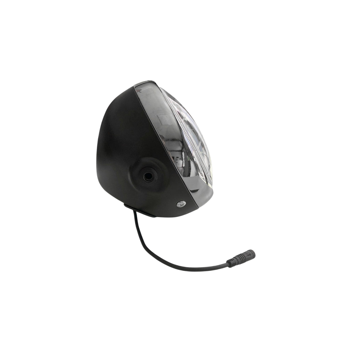 Phare avant LED rétro chromé pour vélo électrique, coque arrière noire et câble d&