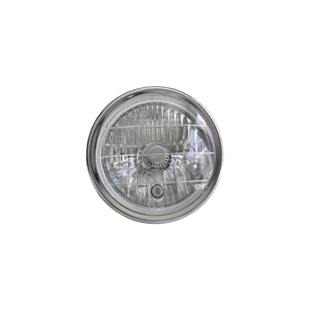Face du phare avant LED rond chromé pour vélo électrique avec lentille striée