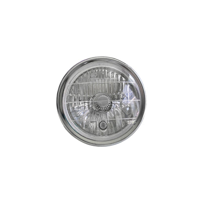 Face du phare avant LED rond chromé pour vélo électrique avec lentille striée
