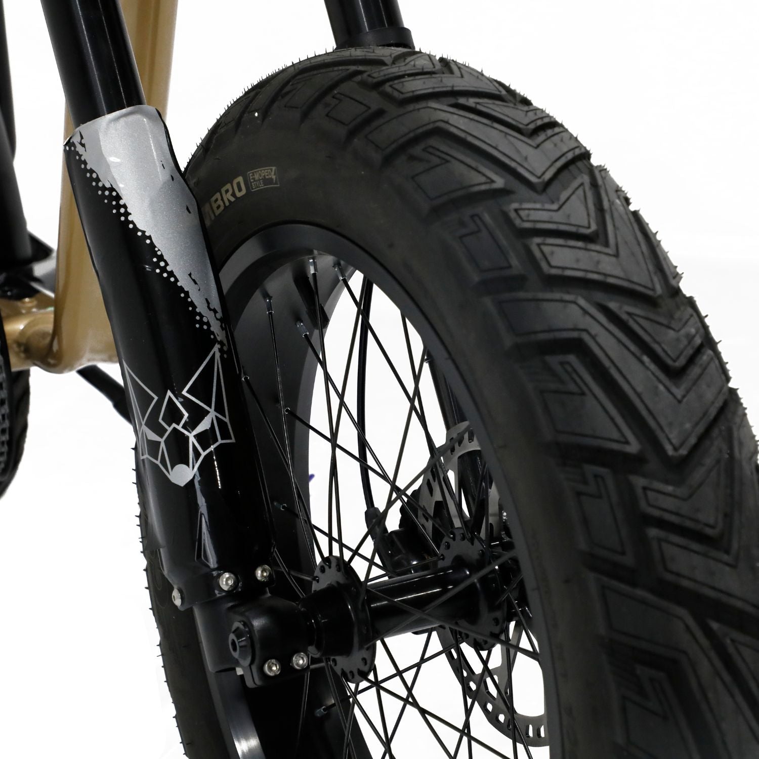 Pneu large 20x4 pouces du fatbike biplace electrique CITY XL avec fourche inversee