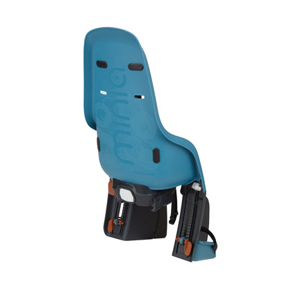 Vue arrière trois quarts du siège enfant Polisport Minia CFS bleu pour porte-bagages