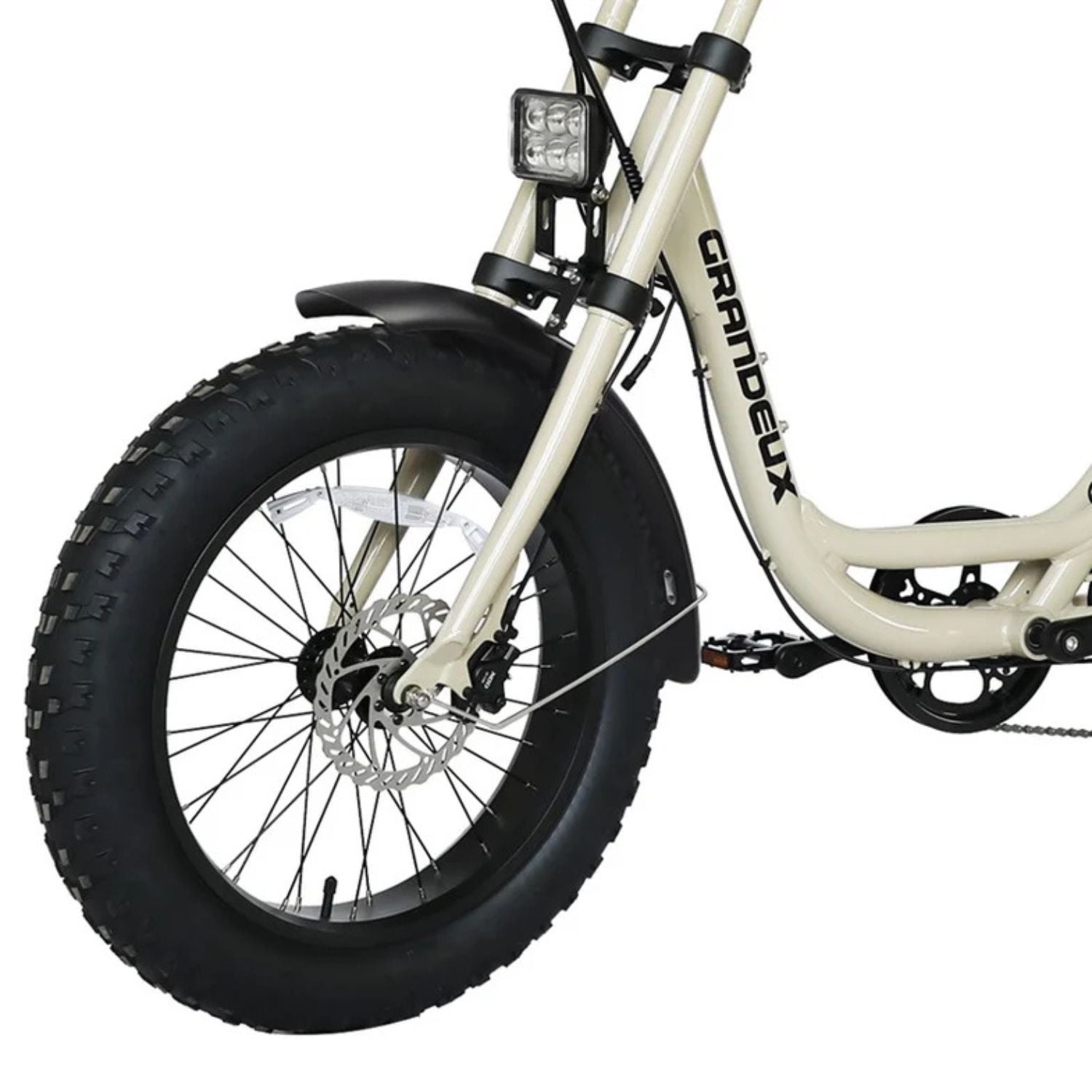 Roue avant avec pneu 20 x 4 et phare LED du Grandeux Xcite