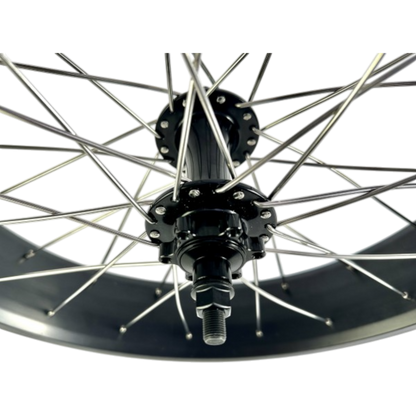 Roue avant 20 x 4 – Jante 80 mm avec moyeu argent (frein à disque)