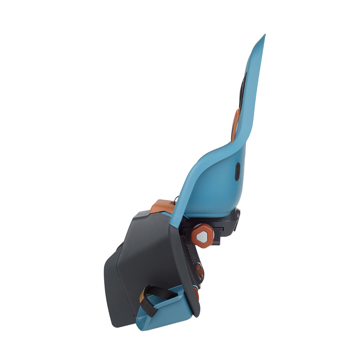 Profil du siège enfant Polisport Minia CFS bleu conçu pour une fixation sur porte-bagages