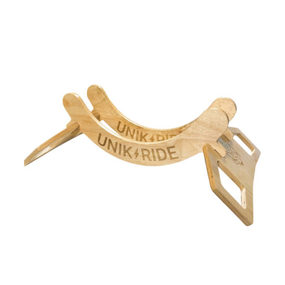Support vélo au sol en bois Unikride avec structure incurvée et pieds latéraux