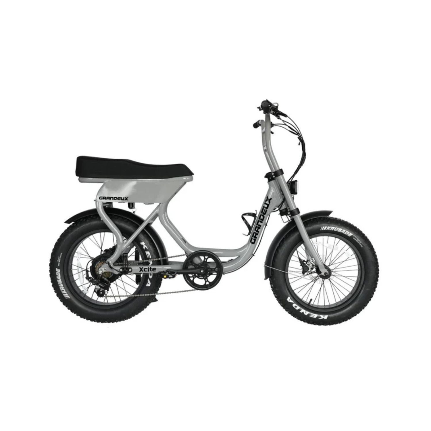 Vélo électrique biplace Grandeux Xcite gris en vue latérale